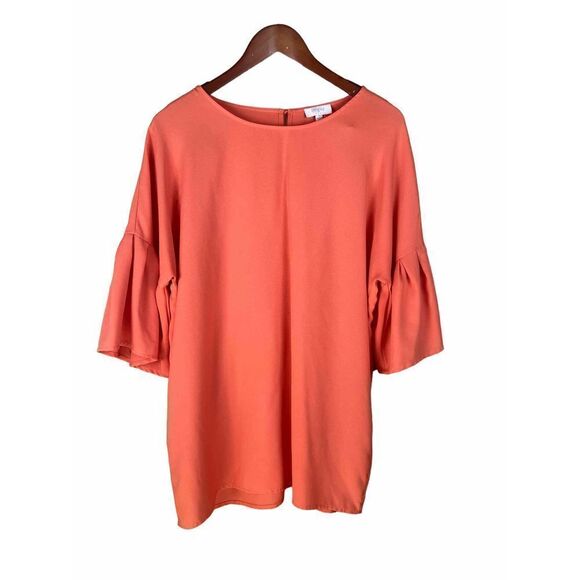 Umgee small peach orange flutter batwing butterfly sleeve blouse pockets - Picture 1 of 5